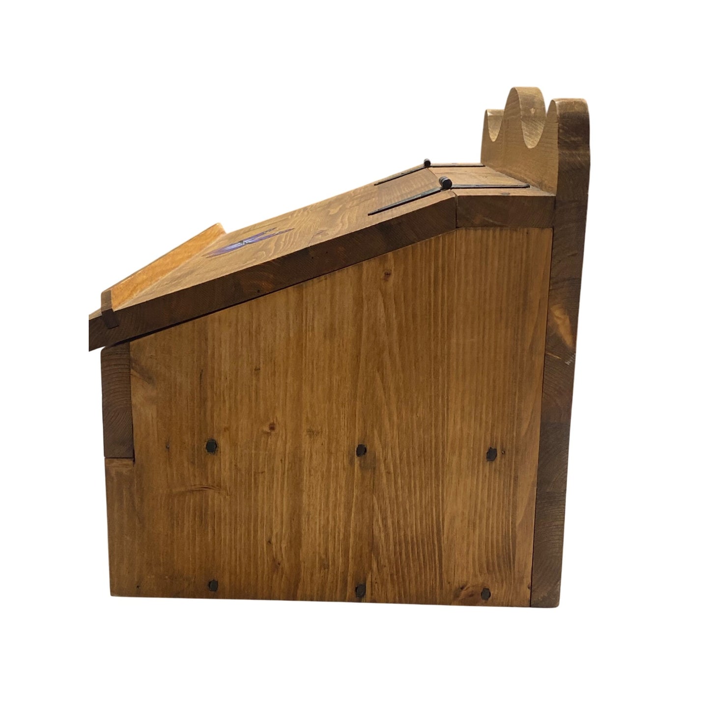 Handmade Wood Organizer Box Butterfly Lid Hinged Top & 2 Drawers Rustic