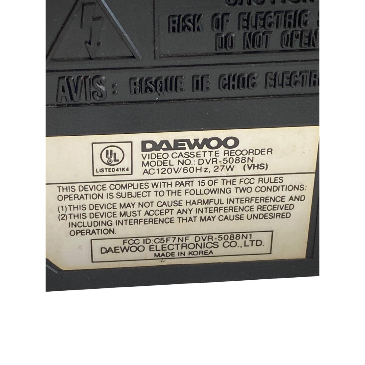 Daewoo VHS Video Cassette Recorder NO REMOTE