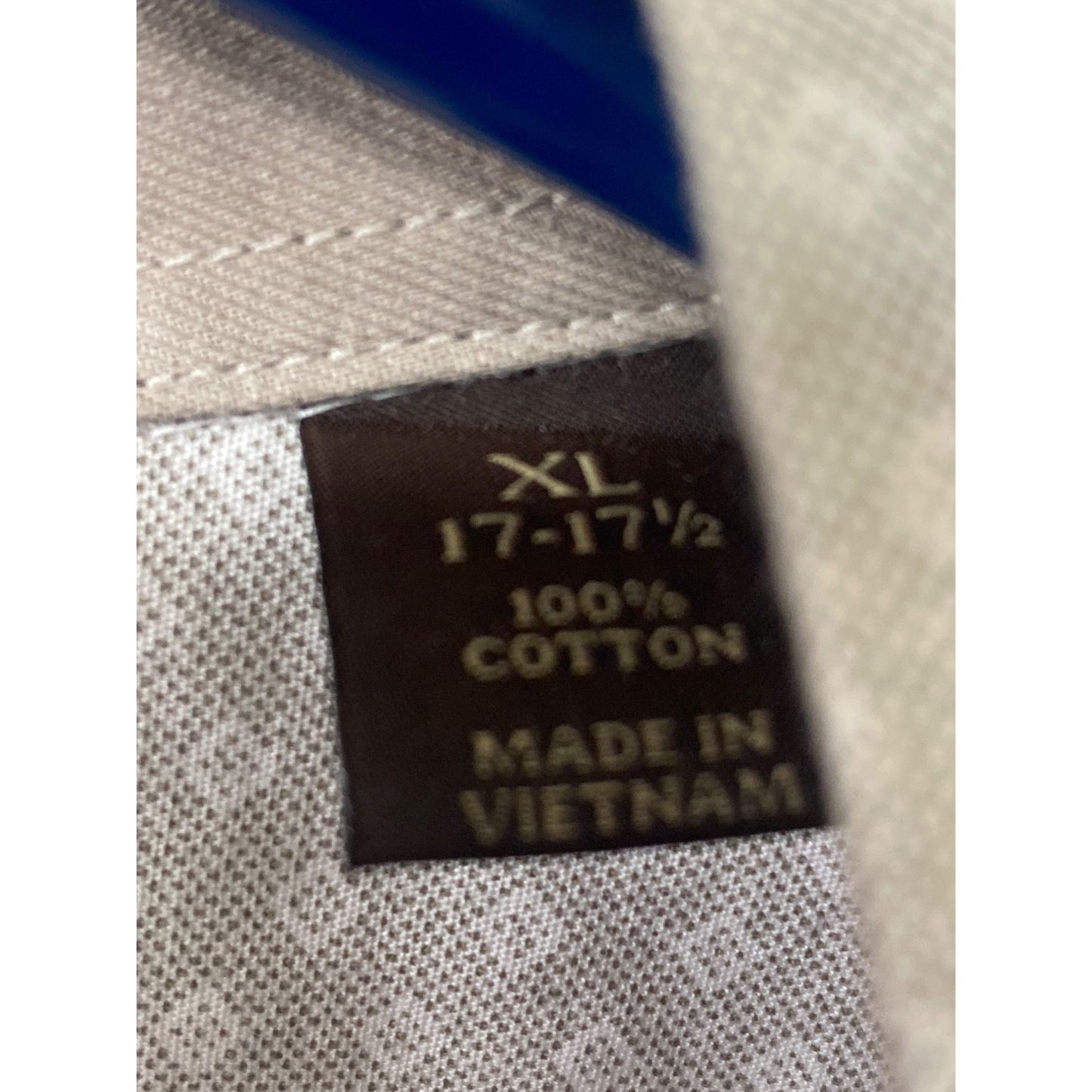 Tasso Elba Mens XL Beige Patterned 100% Cotton Long Sleeve Button-Up Shirt Made In Vietnam