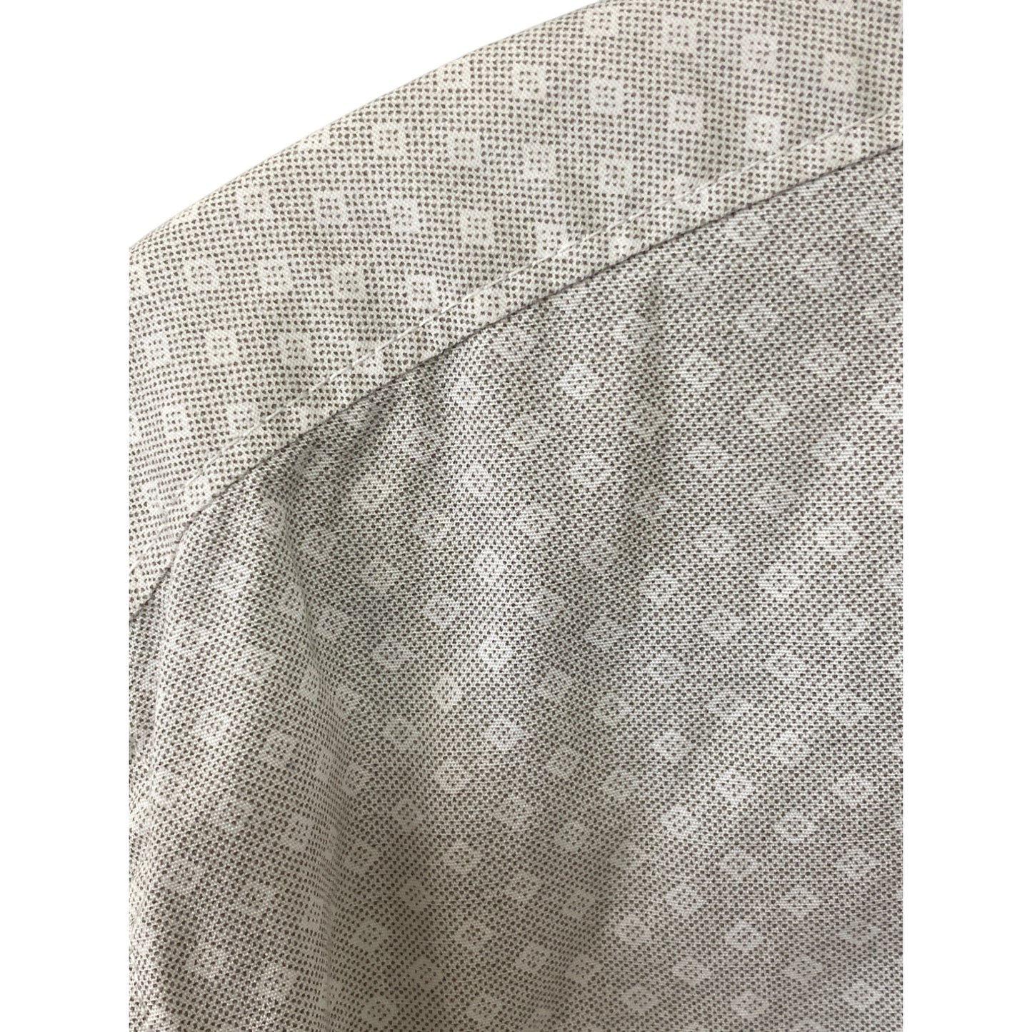 Tasso Elba Mens XL Beige Patterned 100% Cotton Long Sleeve Button-Up Shirt Made In Vietnam