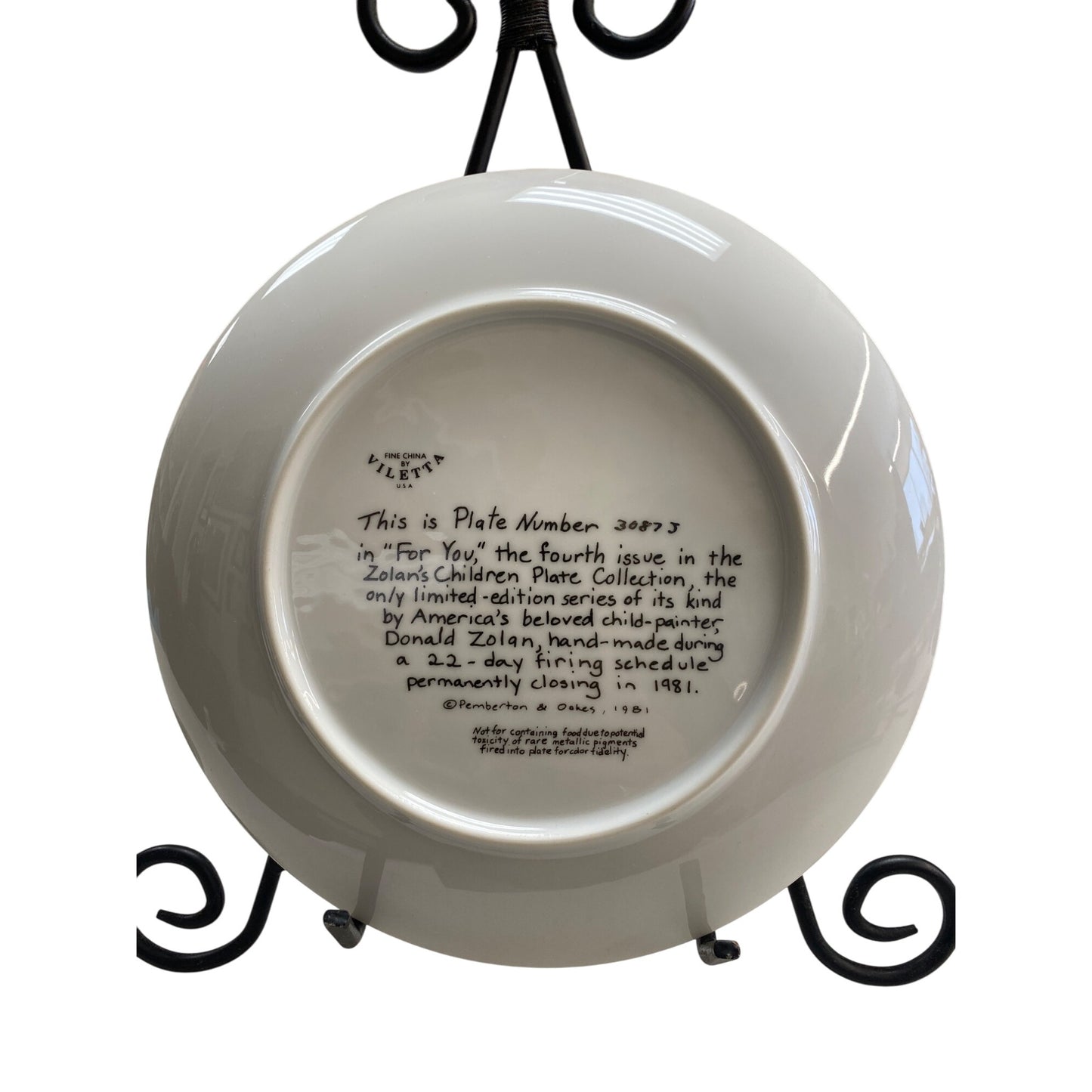 Donald Zolan "For You" Limited Edition Collector Plate Fine China 1981 Zolans Children Plate Collection