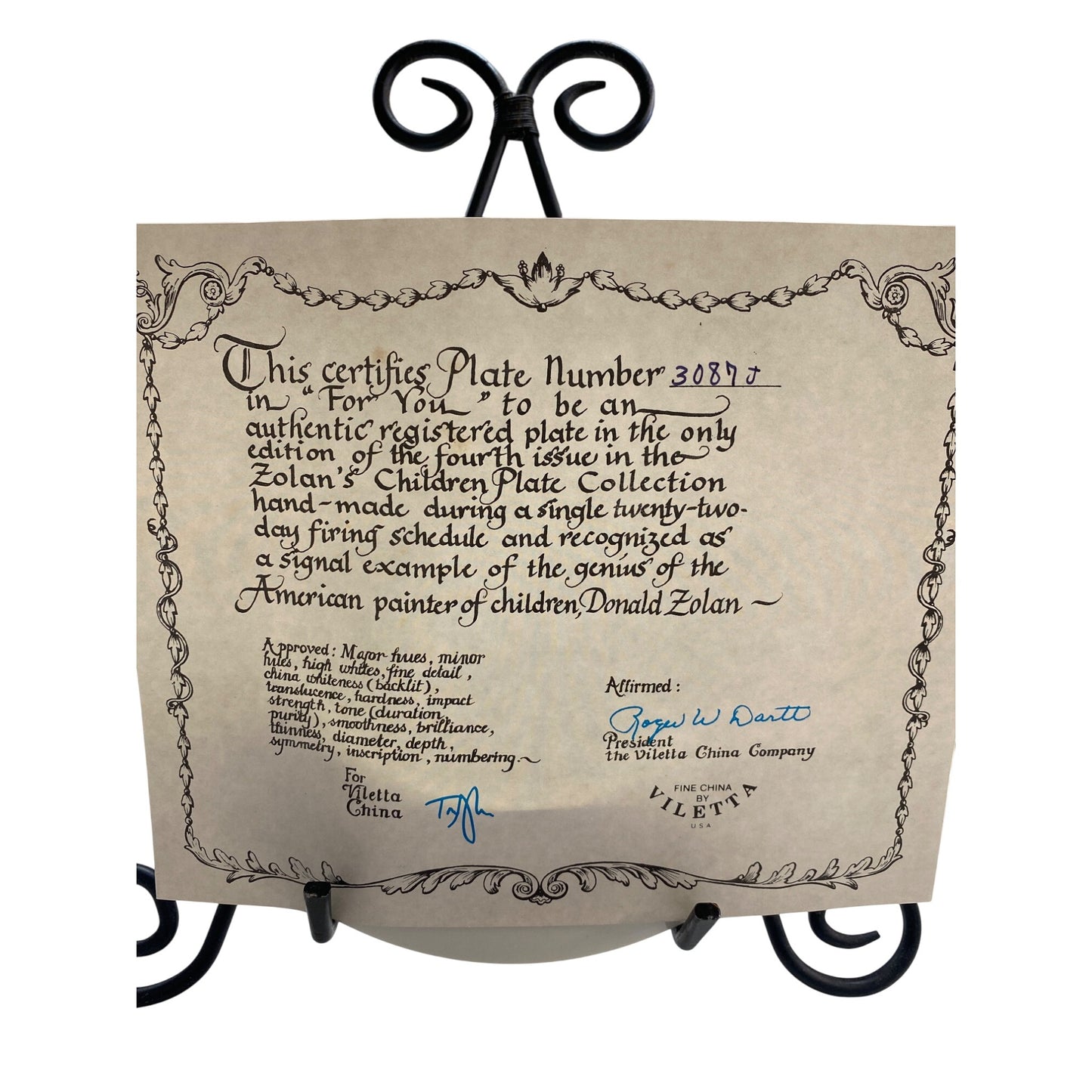 Donald Zolan "For You" Limited Edition Collector Plate Fine China 1981 Zolans Children Plate Collection