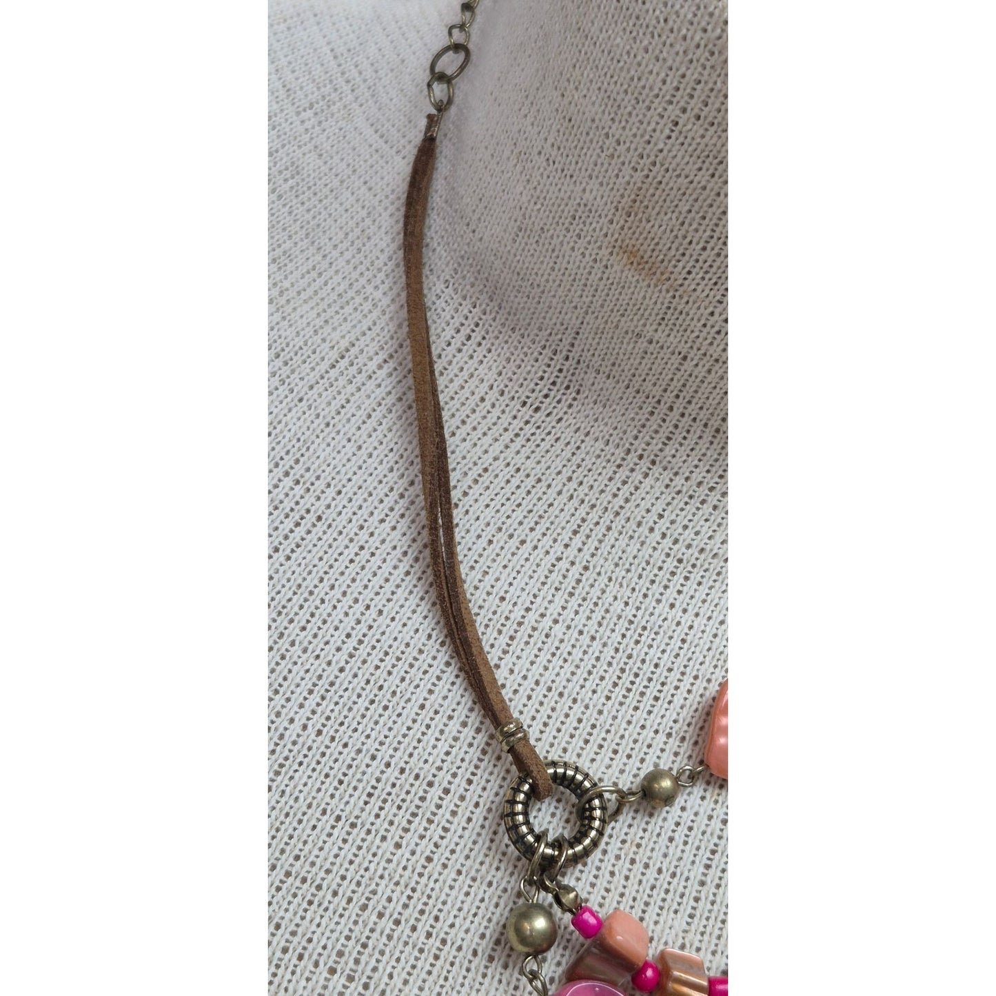 Vintage Beaded Necklace Pink Peach Purple Boho Jewelry