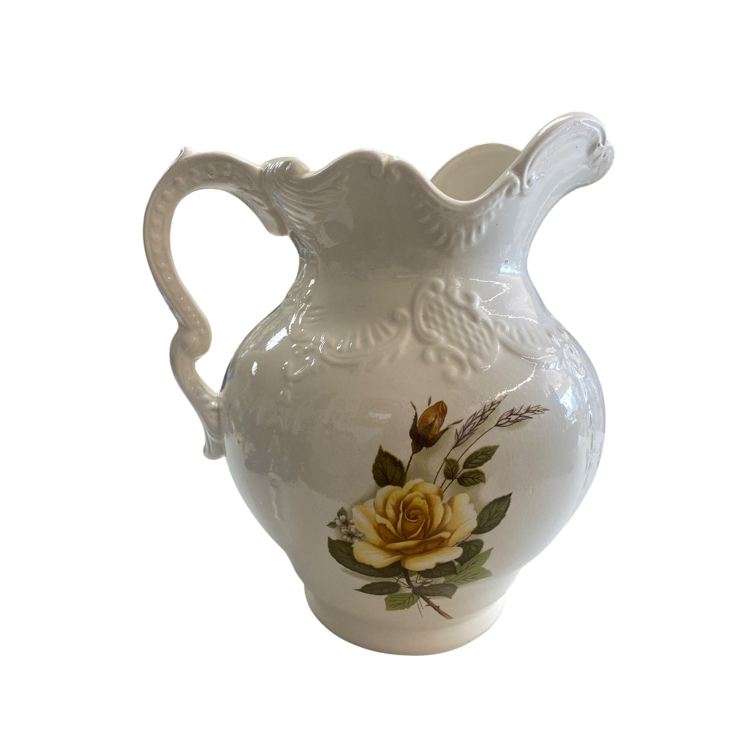 Vintage Pitcher Yellow Rose