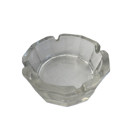 Vintage Clear Glass Octagonal Ashtray With Cigarette Rests