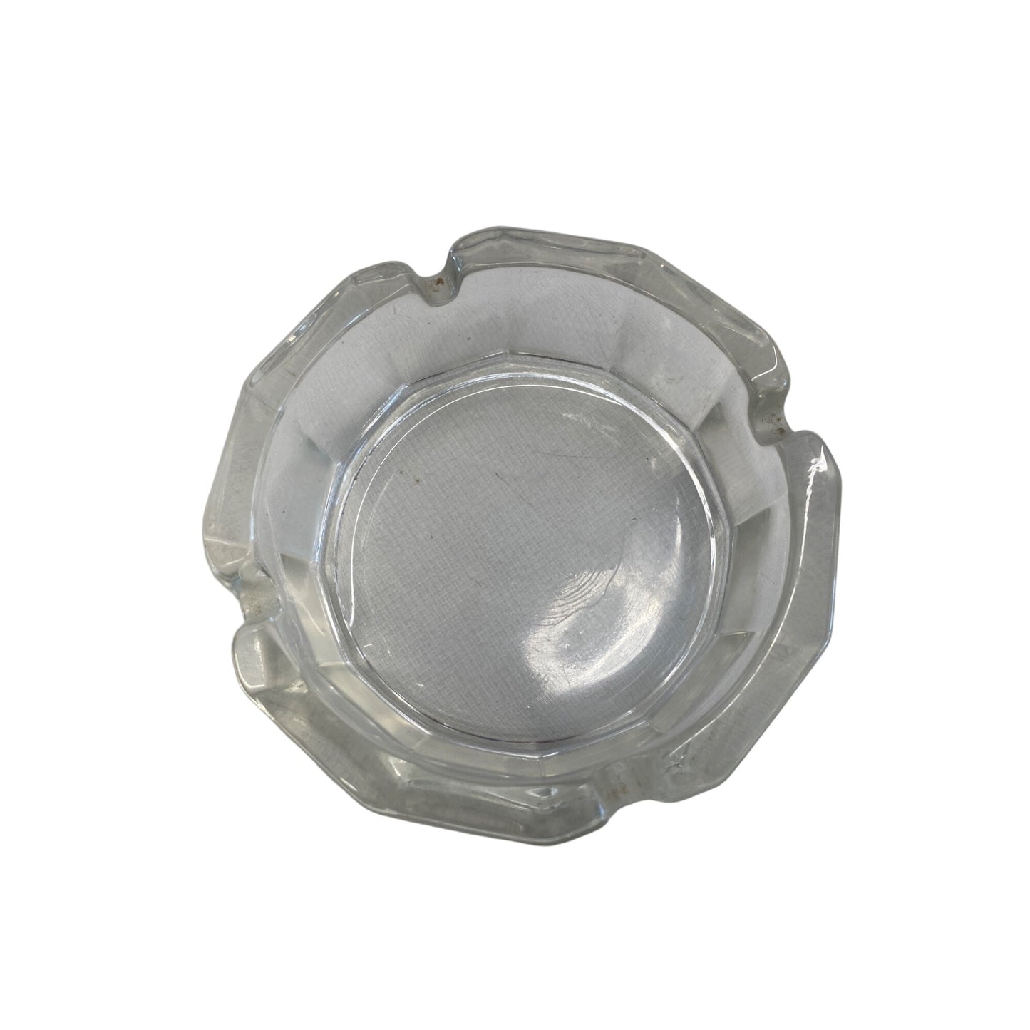Vintage Clear Glass Octagonal Ashtray With Cigarette Rests