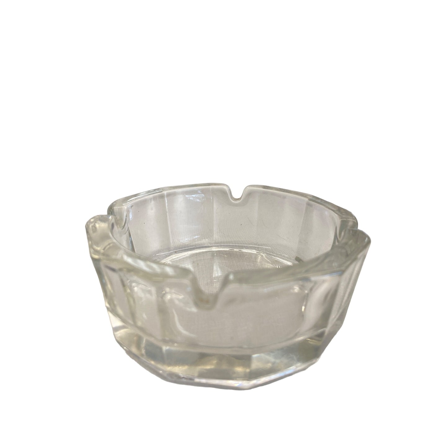 Vintage Clear Glass Octagonal Ashtray With Cigarette Rests