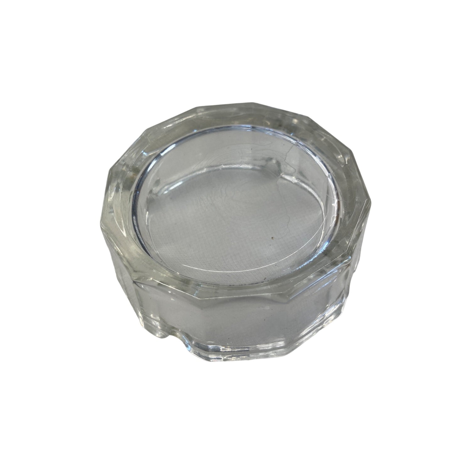 Vintage Clear Glass Octagonal Ashtray With Cigarette Rests