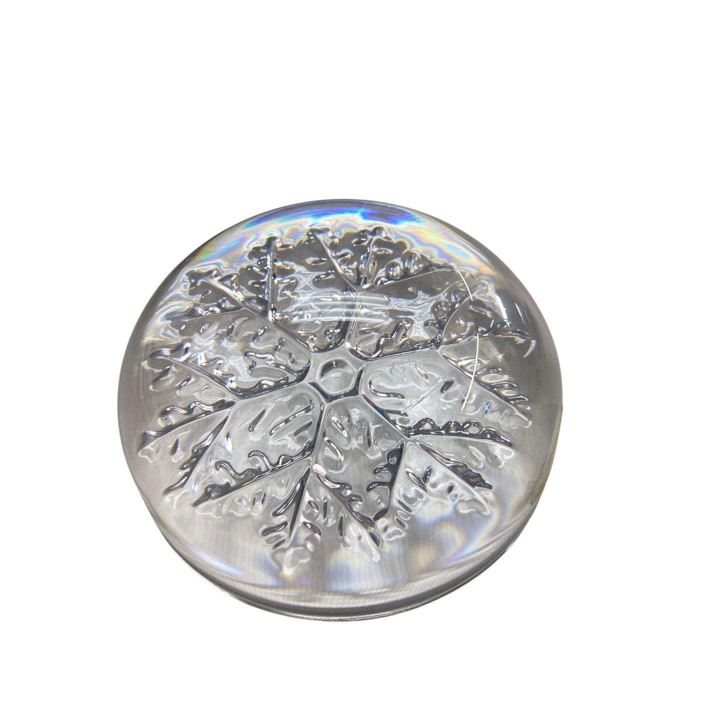 Avon Crystal Snowflake Paperweight Clear Lead Crystal Genuine 24% Bleikristall Round Design Elegant Gift Box Included