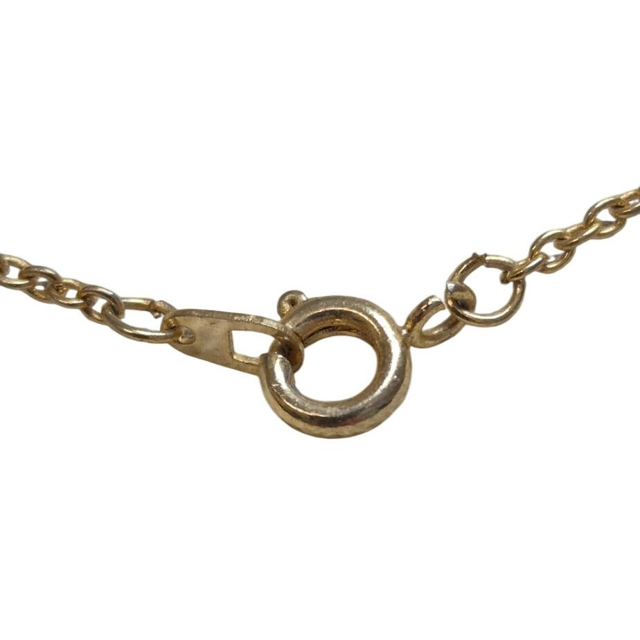 Vintage Gold Tone Starburst Pendant Necklace w Carnelian‑Tone Cabochon Center