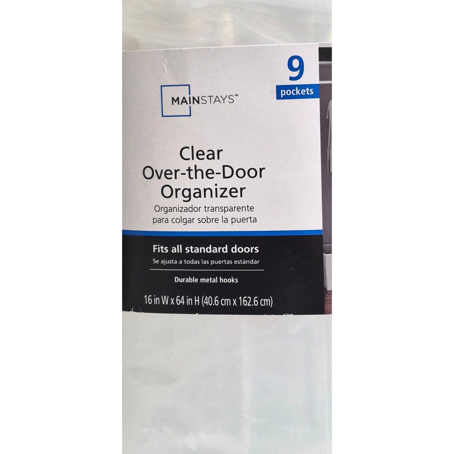 Mainstays Clear Over-The-Door Organizer 9 Pockets