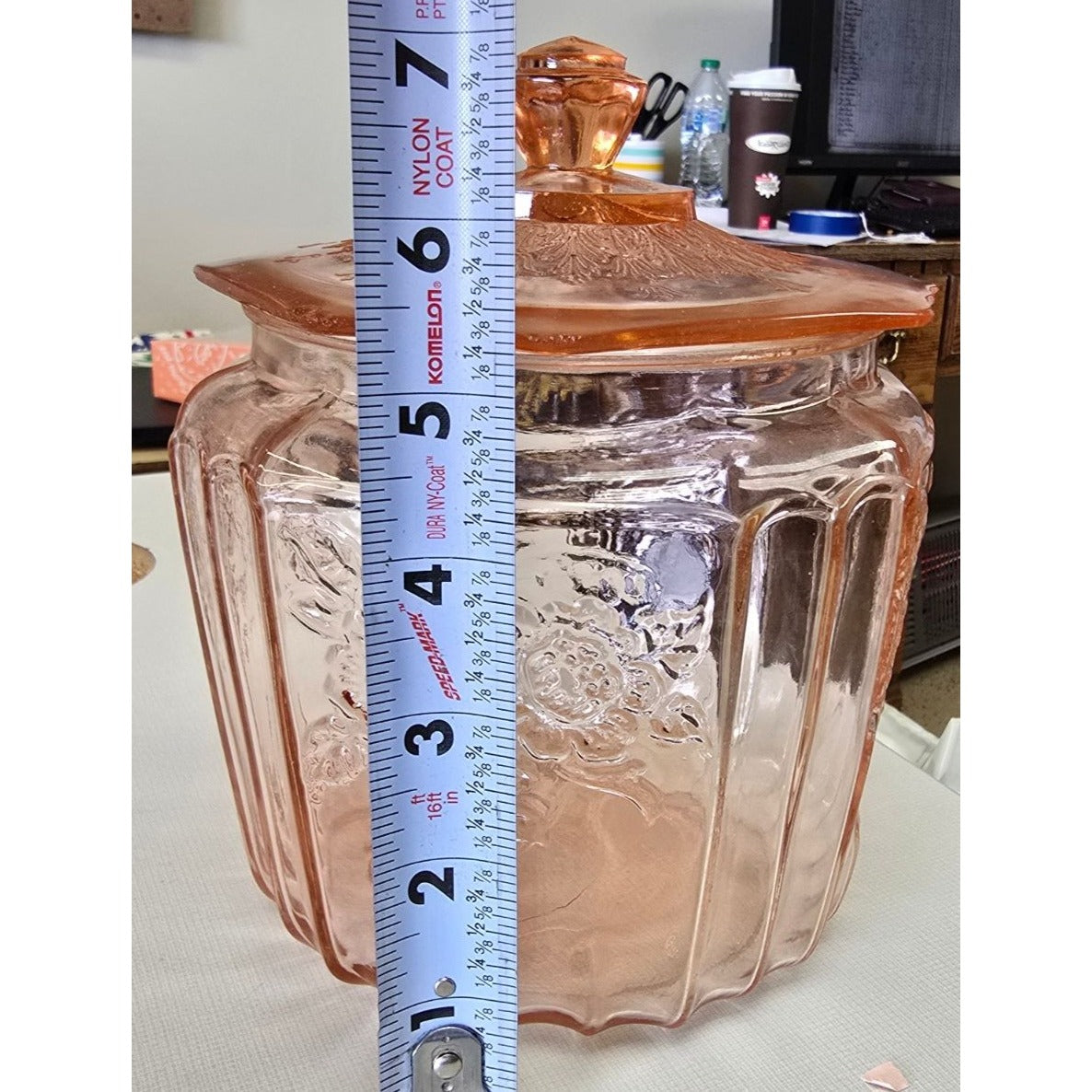 Vintage Pink Depression Glass Biscuit Jar