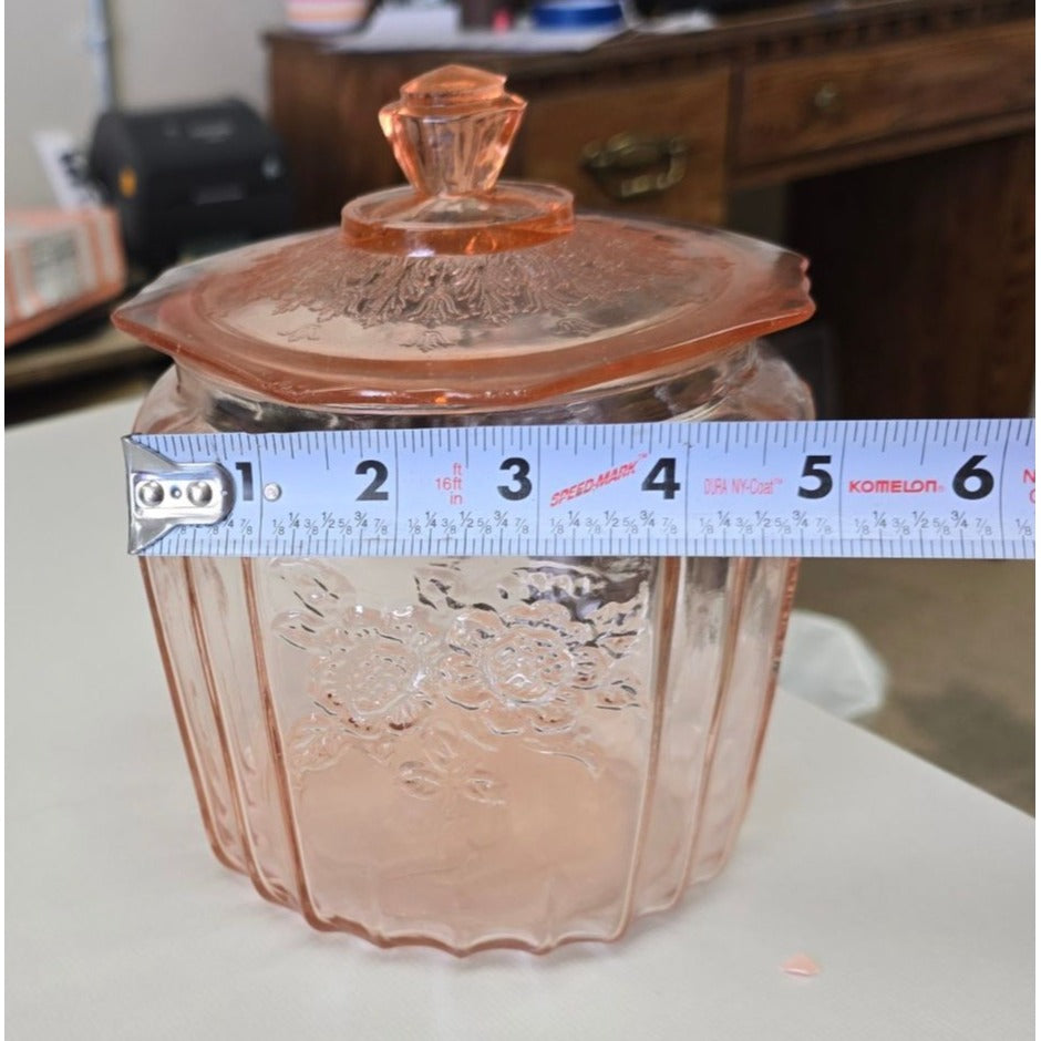 Vintage Pink Depression Glass Biscuit Jar