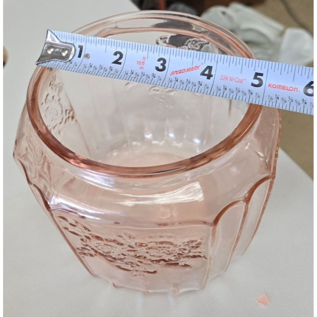 Vintage Pink Depression Glass Biscuit Jar