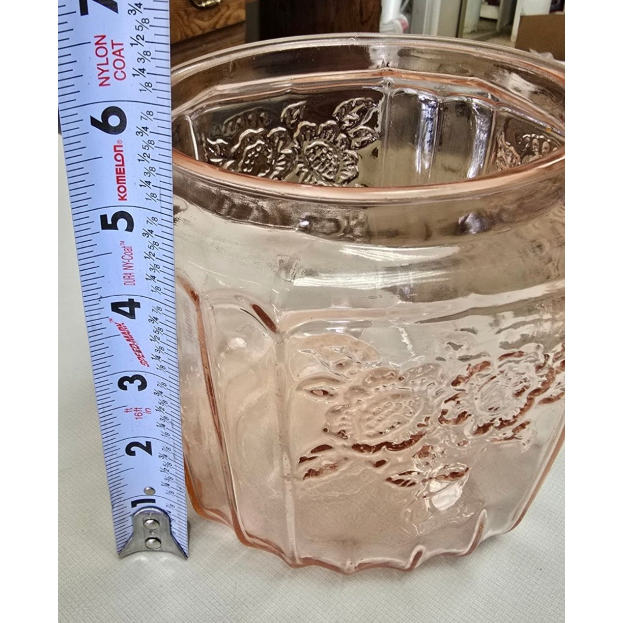 Vintage Pink Depression Glass Biscuit Jar