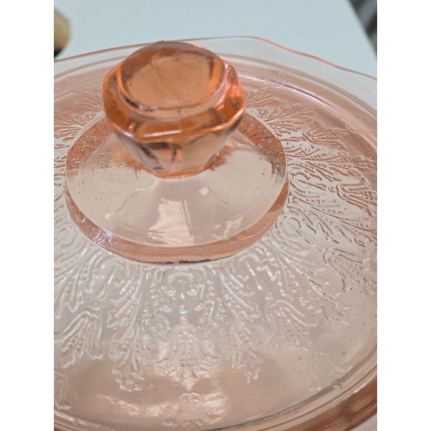 Vintage Pink Depression Glass Biscuit Jar