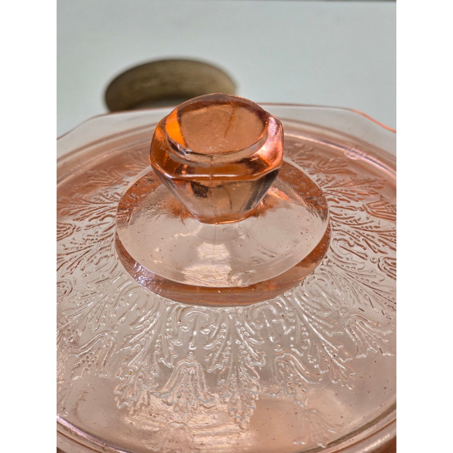Vintage Pink Depression Glass Biscuit Jar