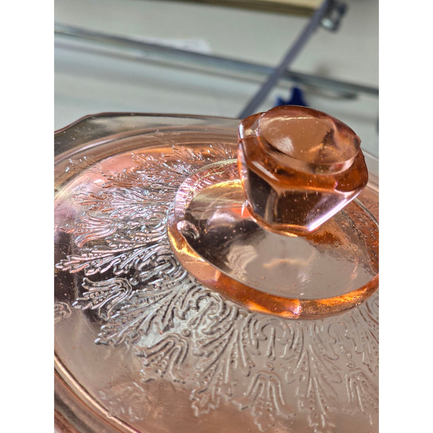 Vintage Pink Depression Glass Biscuit Jar