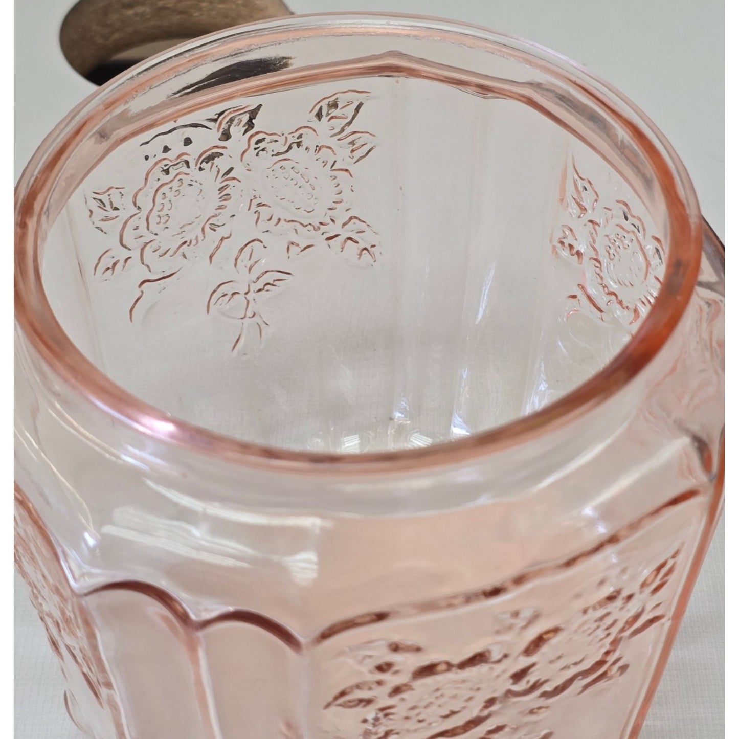 Vintage Pink Depression Glass Biscuit Jar