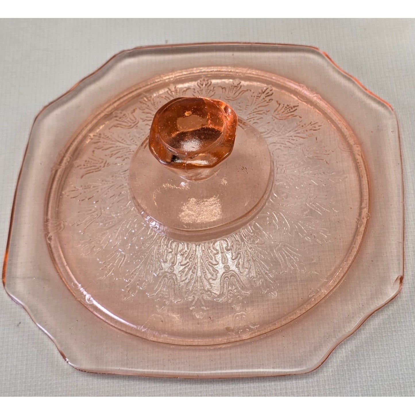 Vintage Pink Depression Glass Biscuit Jar