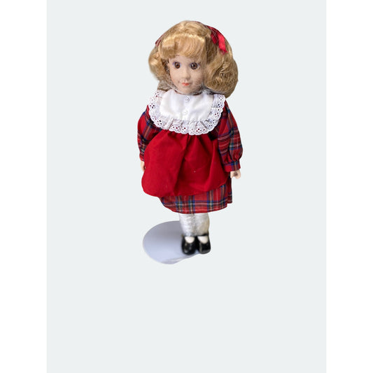 Avon Collectible Doll "First Day Of School" Red Plaid Dress