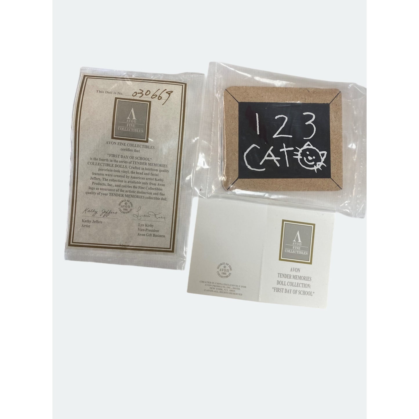 Avon Collectible Doll "First Day Of School" Red Plaid Dress