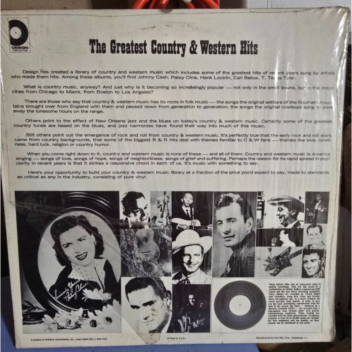 Country Style! Vinyl Record Patsy Cline & More Design Records DLP-641