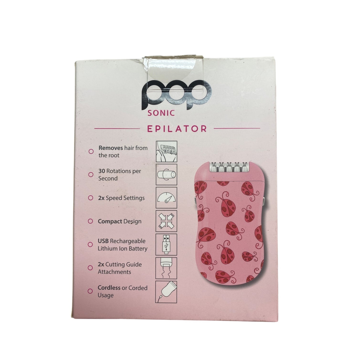 Pop Sonic Epilator Hair Removal Device With Ladybug