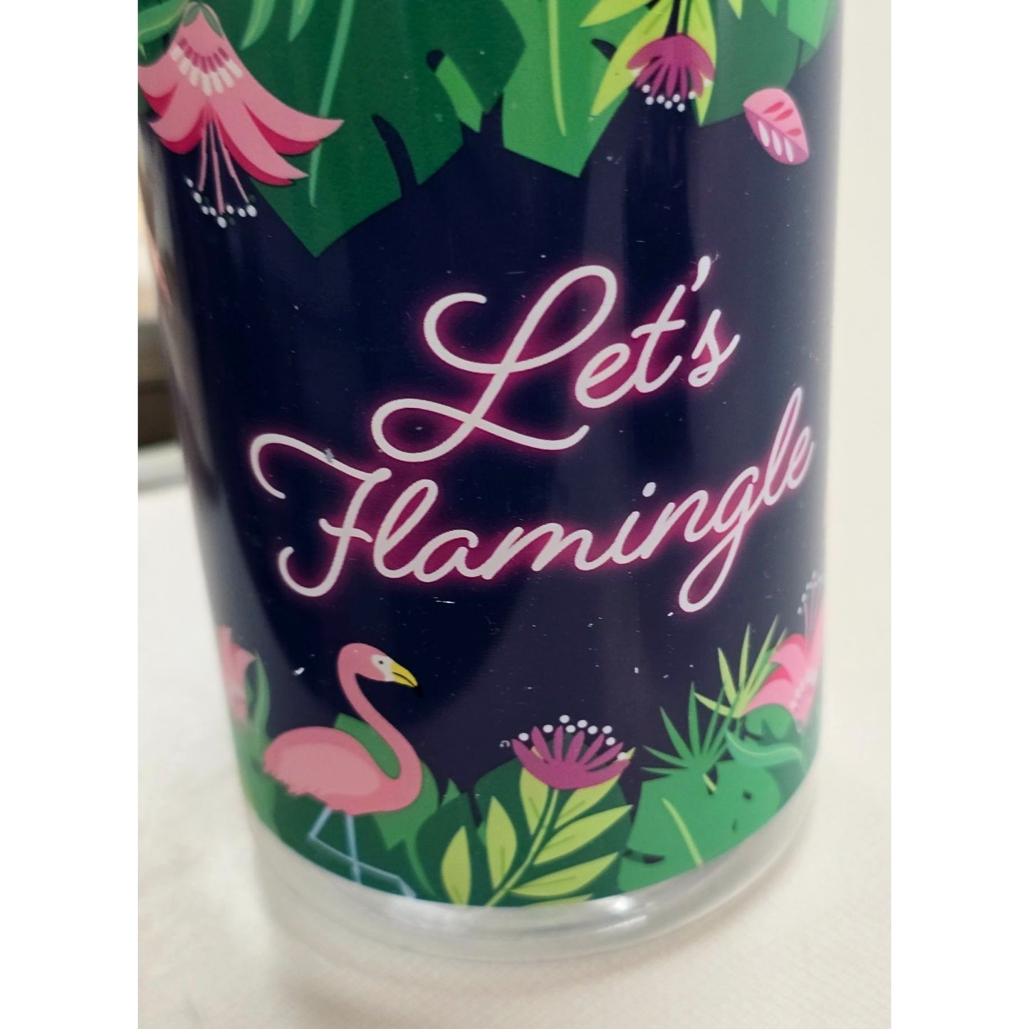 Lets Flamingle 22 Oz Water Bottle With Straw