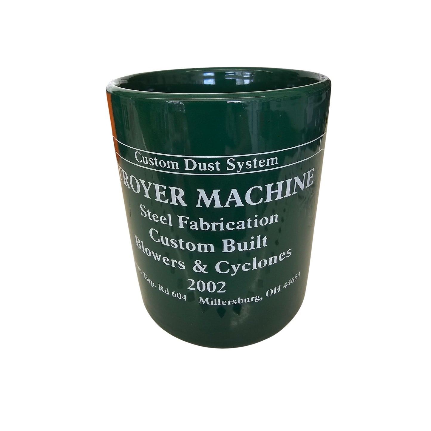 Troyer Machine Custom Green Ceramic Coffee Mug Made In China 2002 For Collectors Or Everyday Use