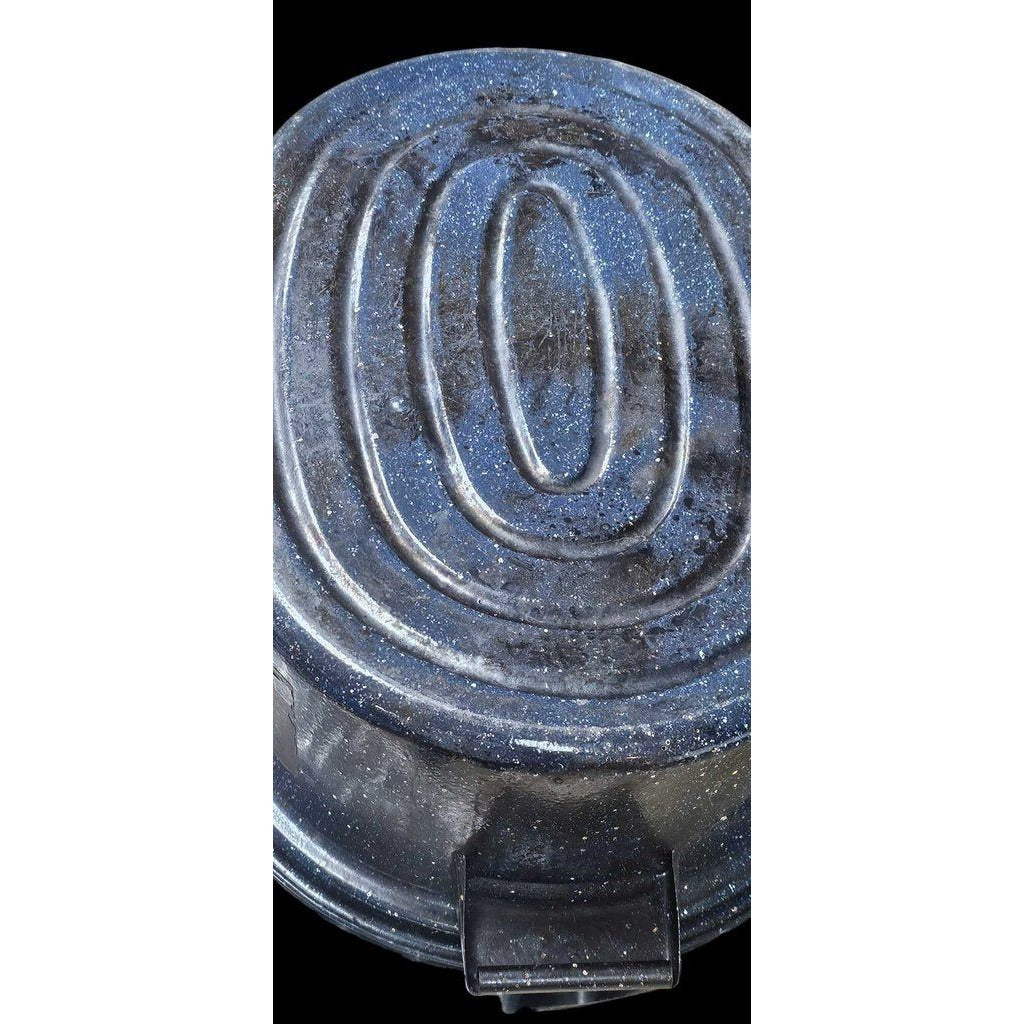 Black Graniteware Oval Roaster Roasting Pan w Lid Kitchen Tool Vintage Federal Roaster USA