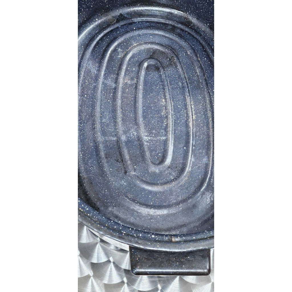 Black Graniteware Oval Roaster Roasting Pan w Lid Kitchen Tool Vintage Federal Roaster USA