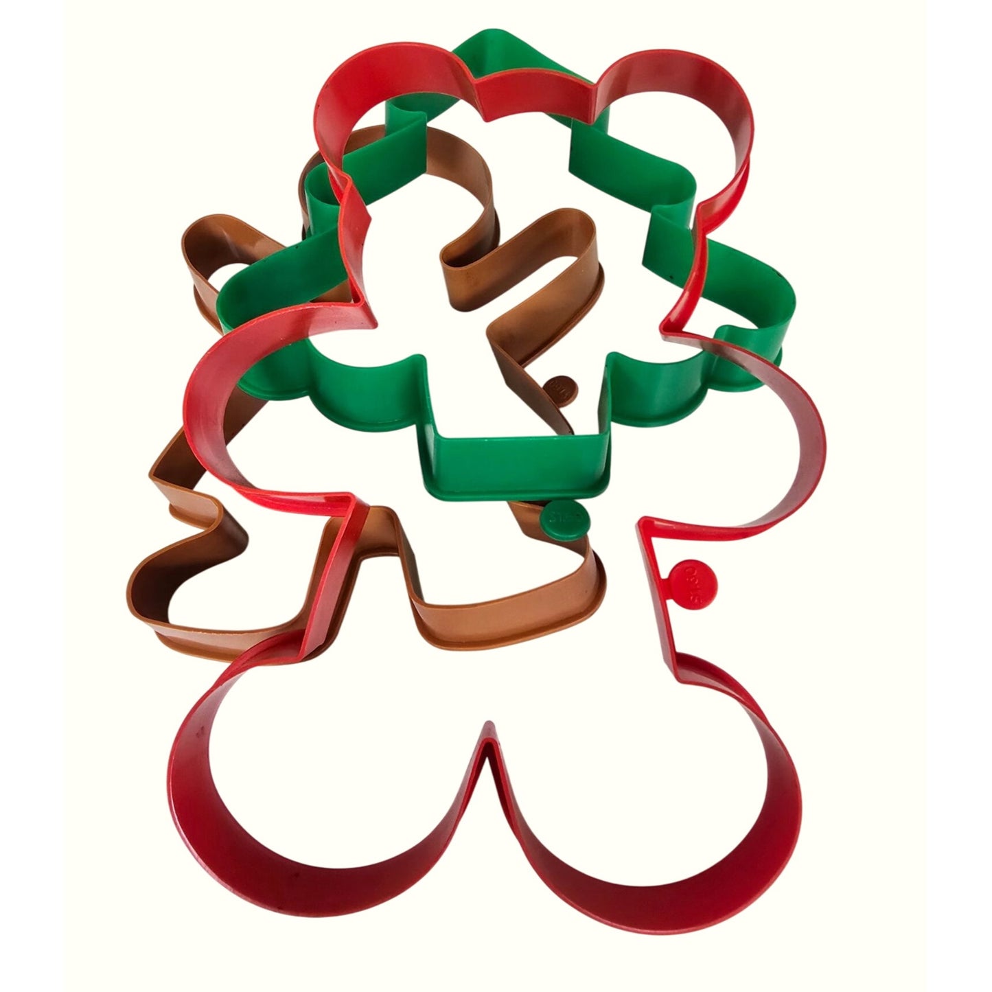 Christmas-Themed Cookie Cutters Set Of 3 Gingerbread Tree Bear Plastic Holiday Baking