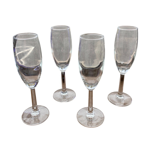 Set Of 4 Clear Glass Champagne Flutes