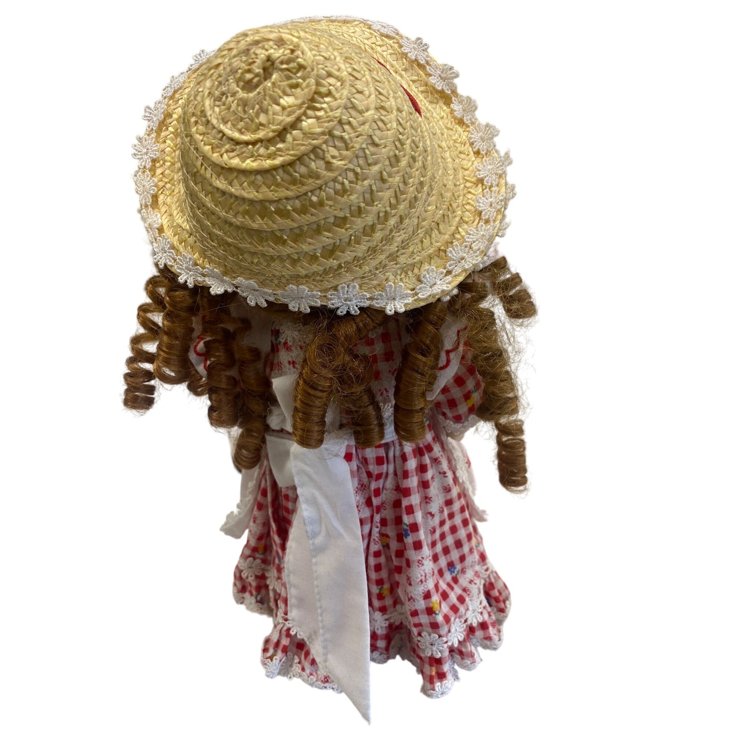 Vintage Campbells Soup Doll With Straw Hat & Gingham Dress Collectible 11" Made In Taiwan