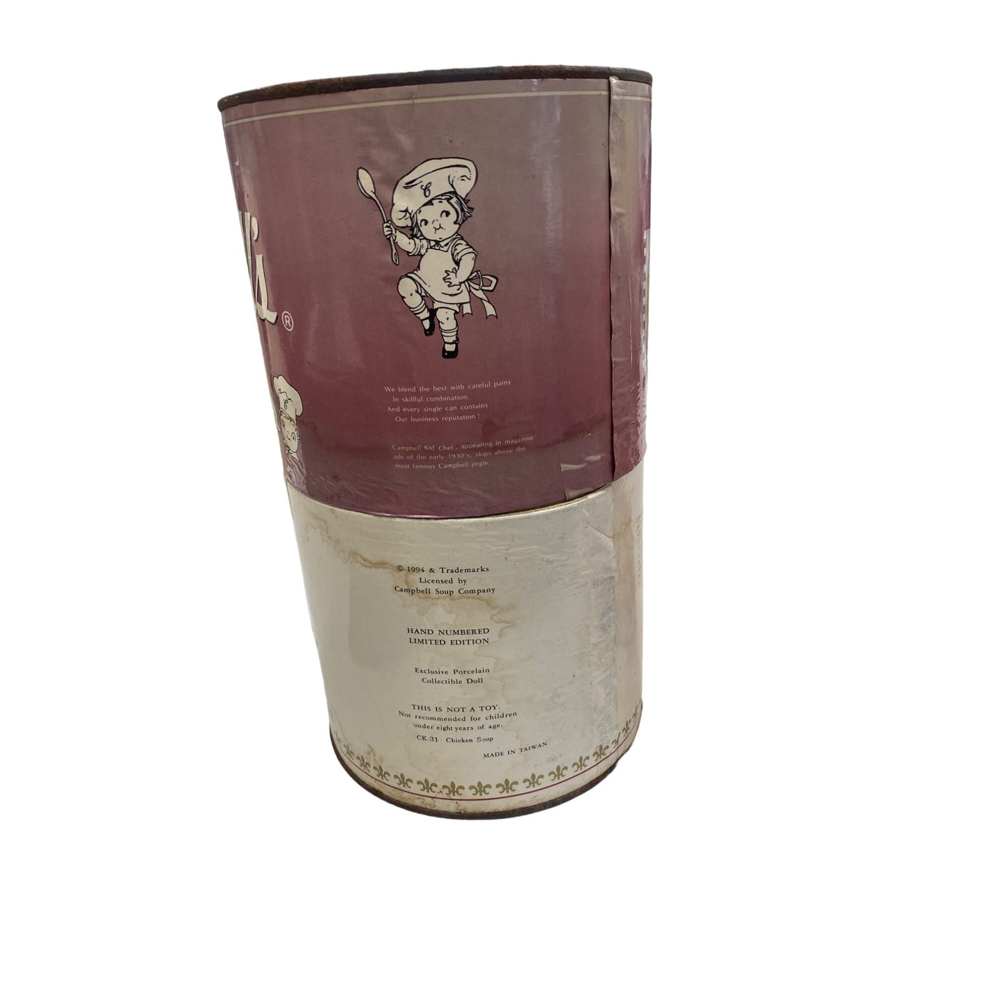 Vintage Campbells Soup Doll With Straw Hat & Gingham Dress Collectible 11" Made In Taiwan