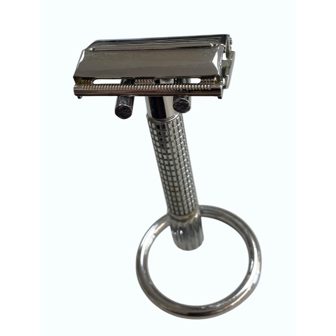 Vintage Double Edge Safety Razor Stand Chrome Finish Durable & Sleek Design Ideal Shaving Enthusiasts & Collectors