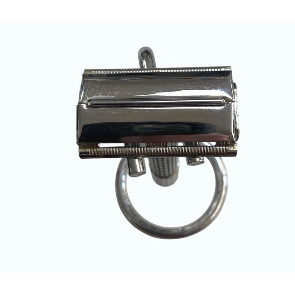 Vintage Double Edge Safety Razor Stand Chrome Finish Durable & Sleek Design Ideal Shaving Enthusiasts & Collectors