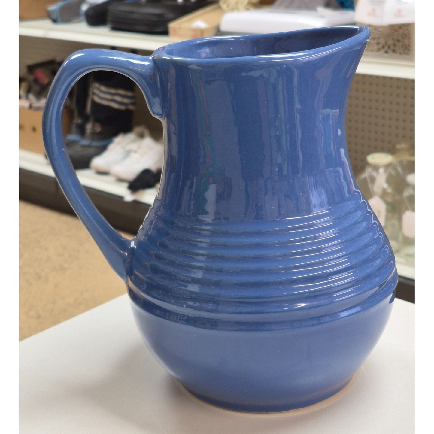 Northcrest Blue Stoneware Pitcher Vintage Kitchen Serving Vessel