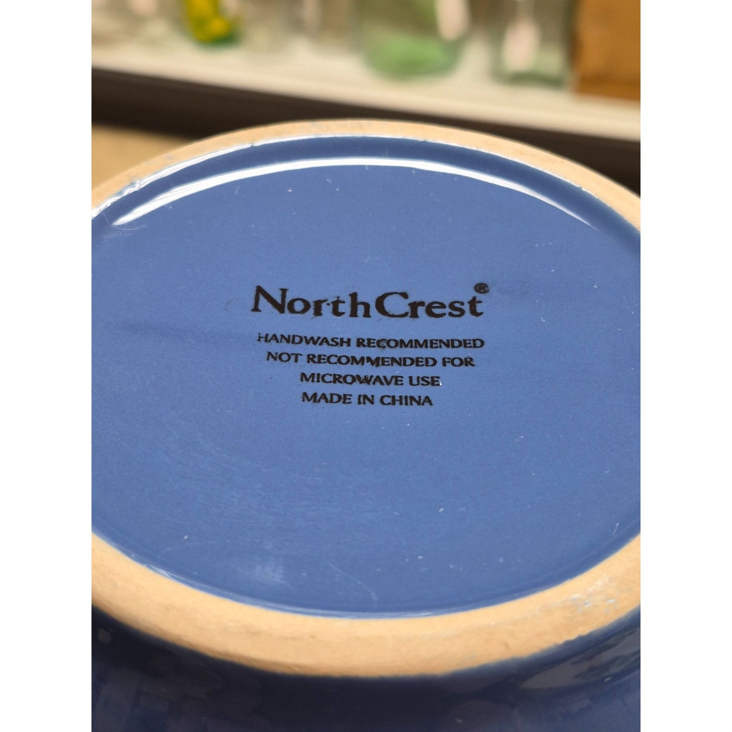 Northcrest Blue Stoneware Pitcher Vintage Kitchen Serving Vessel