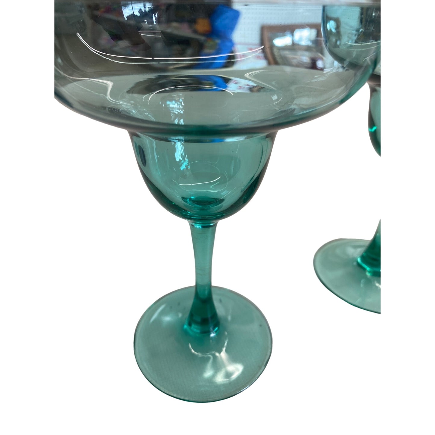 Set Of 2 Teal Margarita Glasses