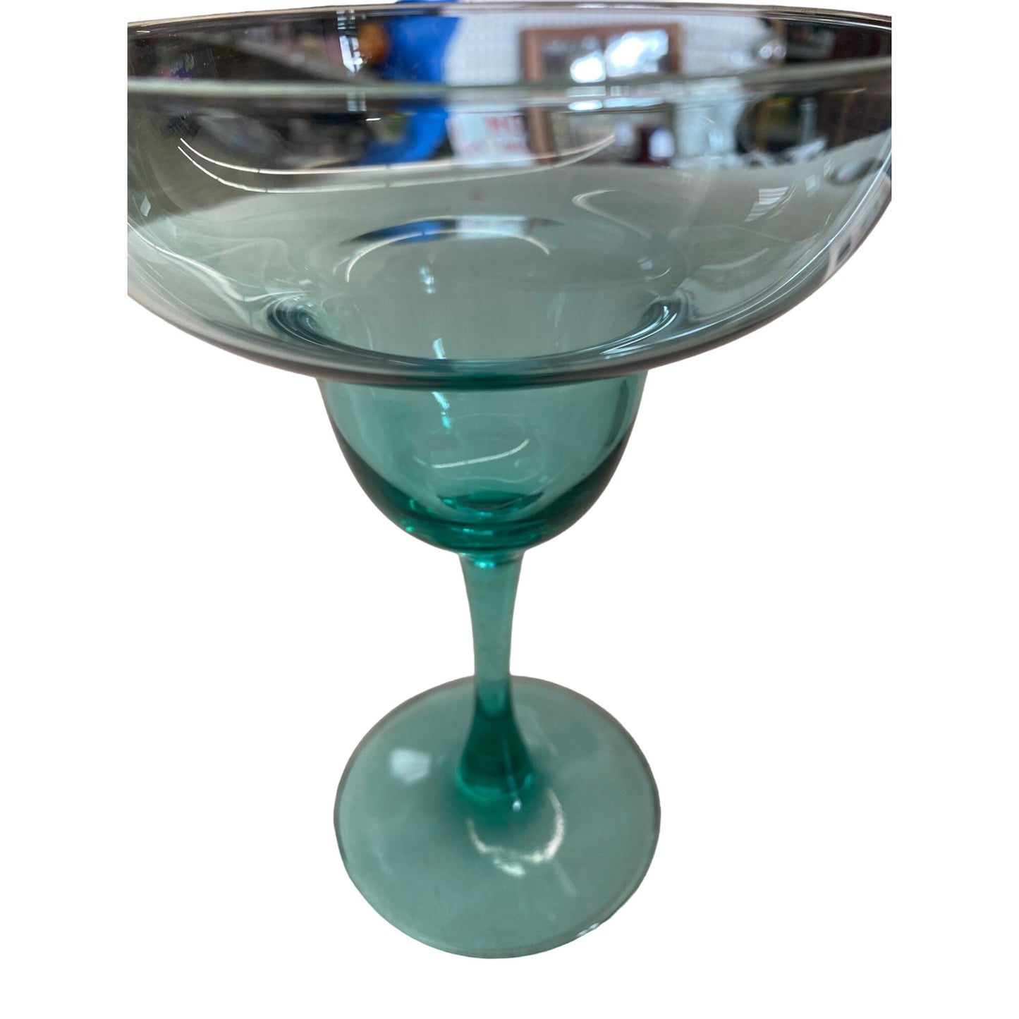 Set Of 2 Teal Margarita Glasses