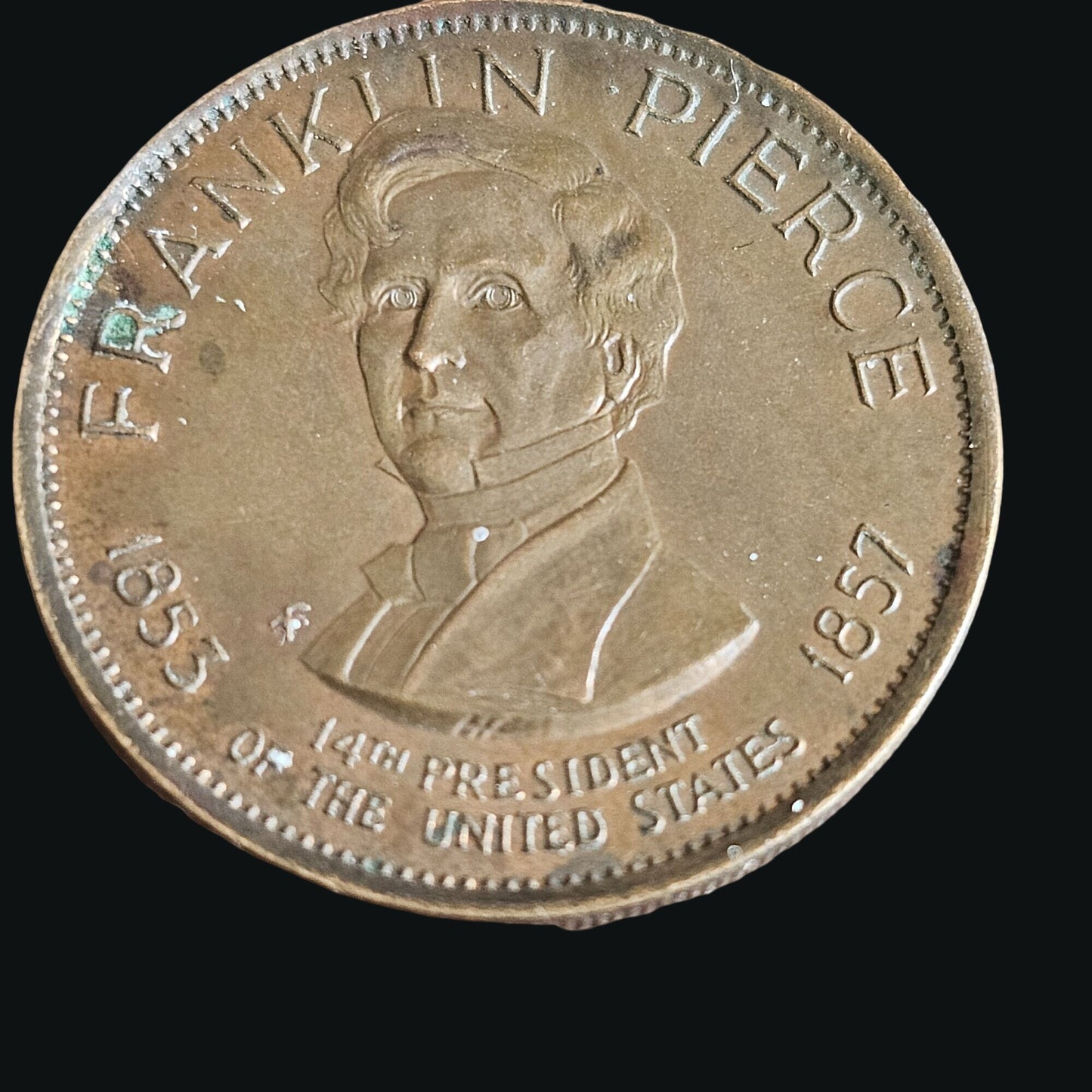 Franklin Pierce 14th President Commemorative Coin 1853-1857 Gold Tone Historical Collectible