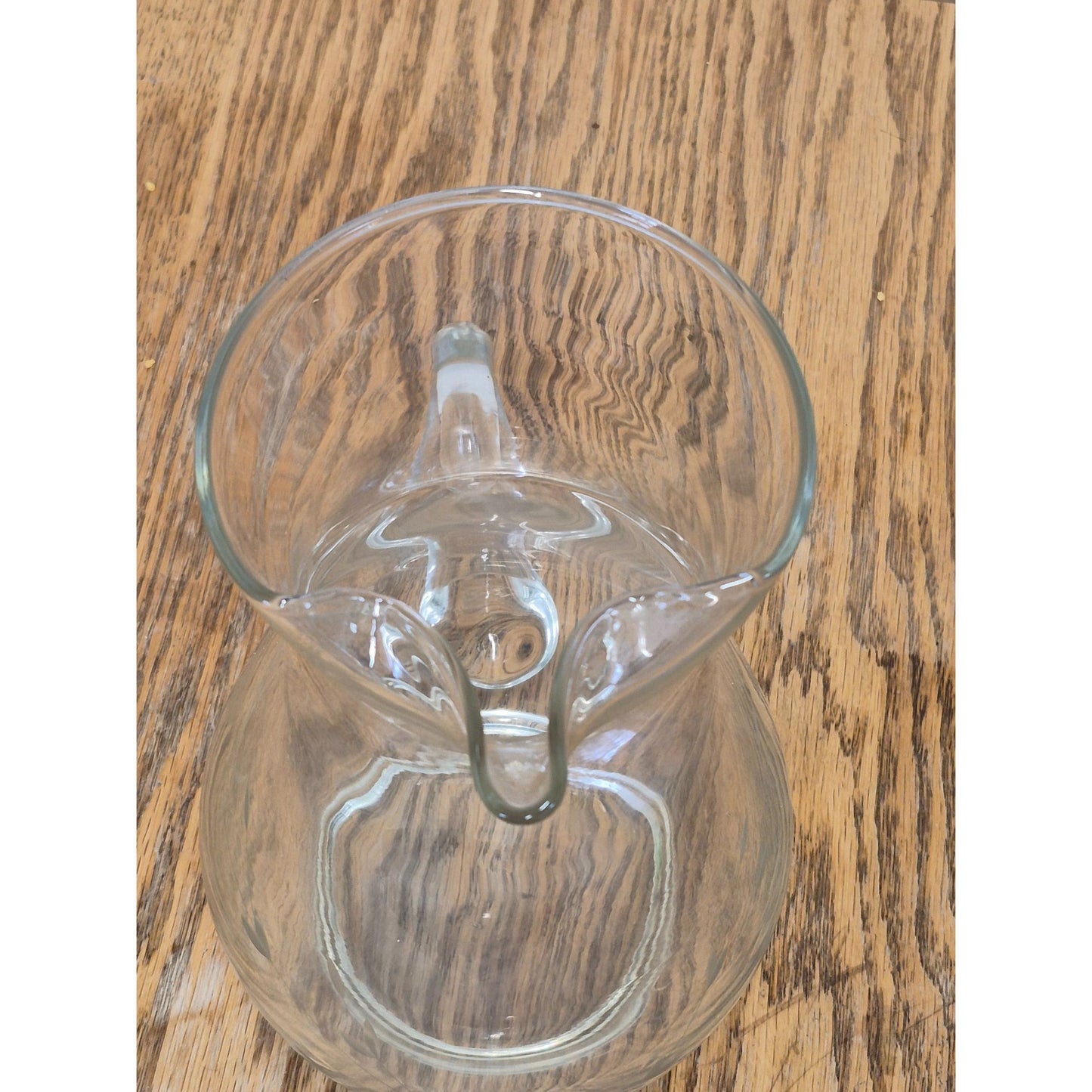 Vintage Clear Etched Glass Pitcher With Floral Design