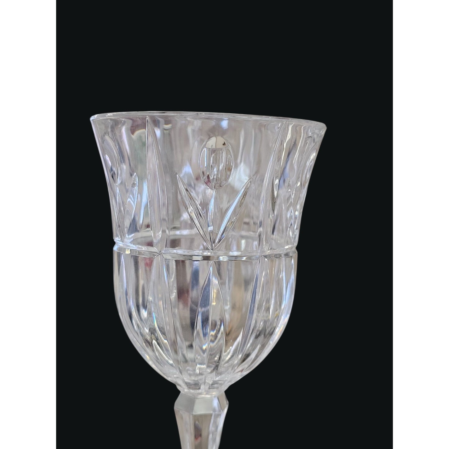 Block Crystal Tulip Garden Set Of 4 Vintage Wine Water Glasses Intricate Cut Design