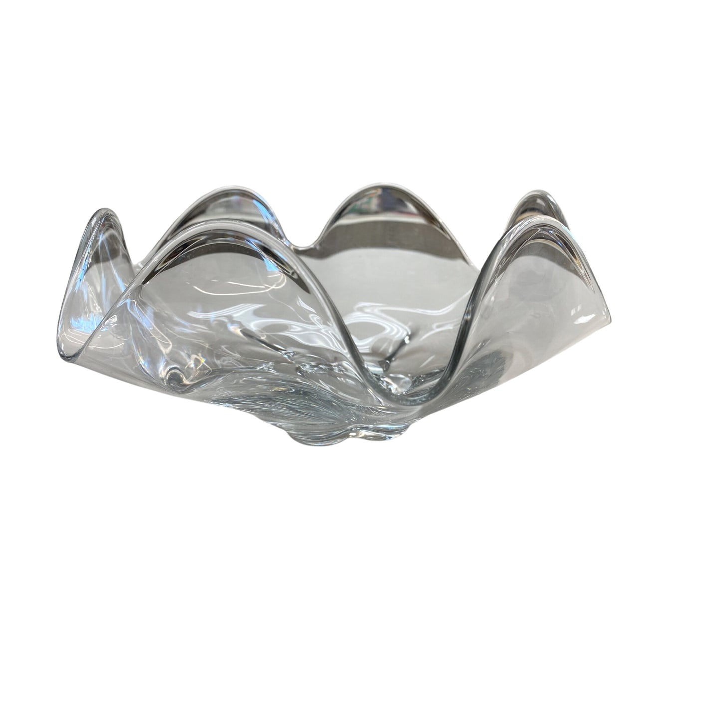 Vintage Heavy Clear Pinched Bowl