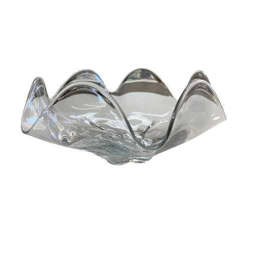 Vintage Heavy Clear Pinched Bowl