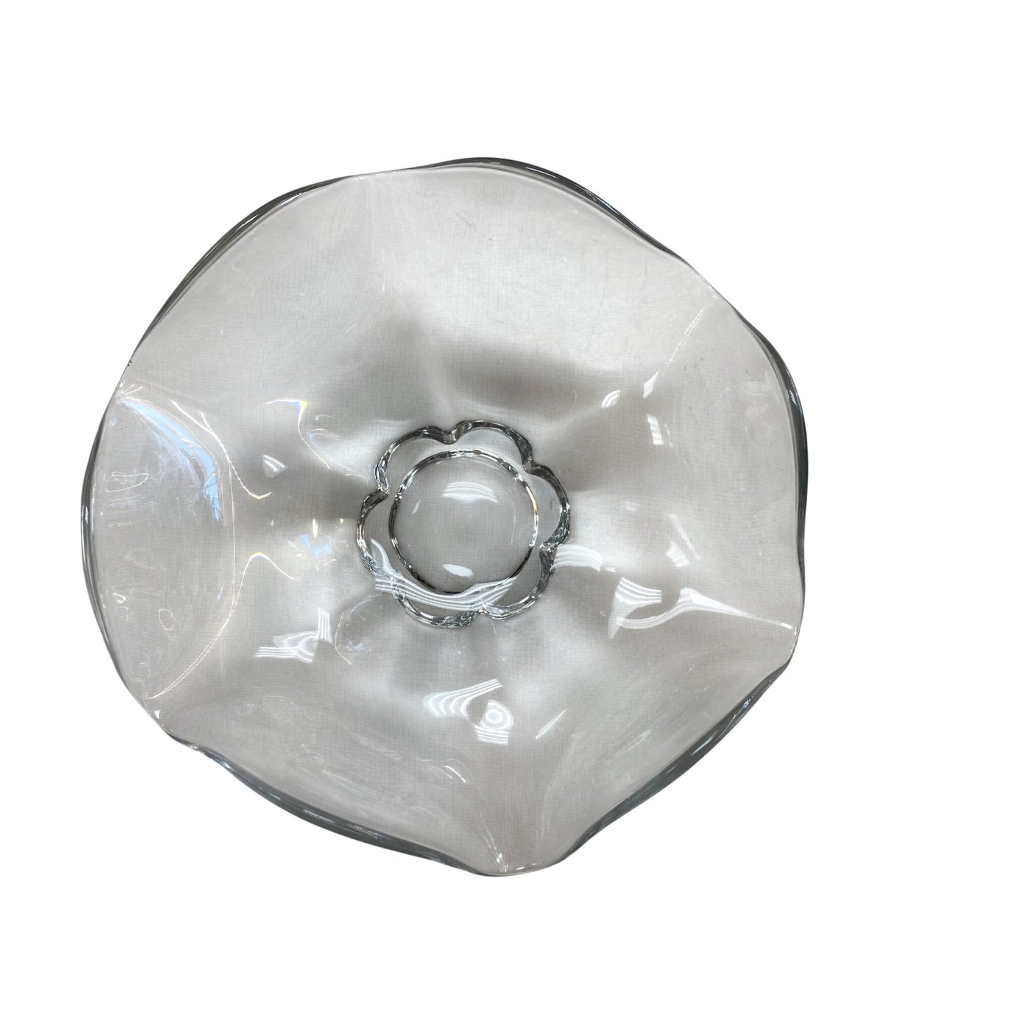 Vintage Heavy Clear Pinched Bowl