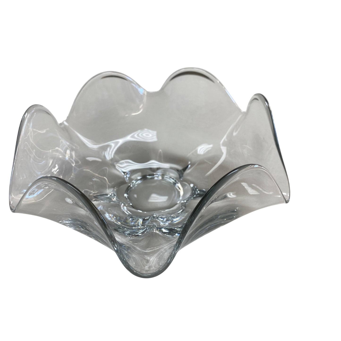 Vintage Heavy Clear Pinched Bowl