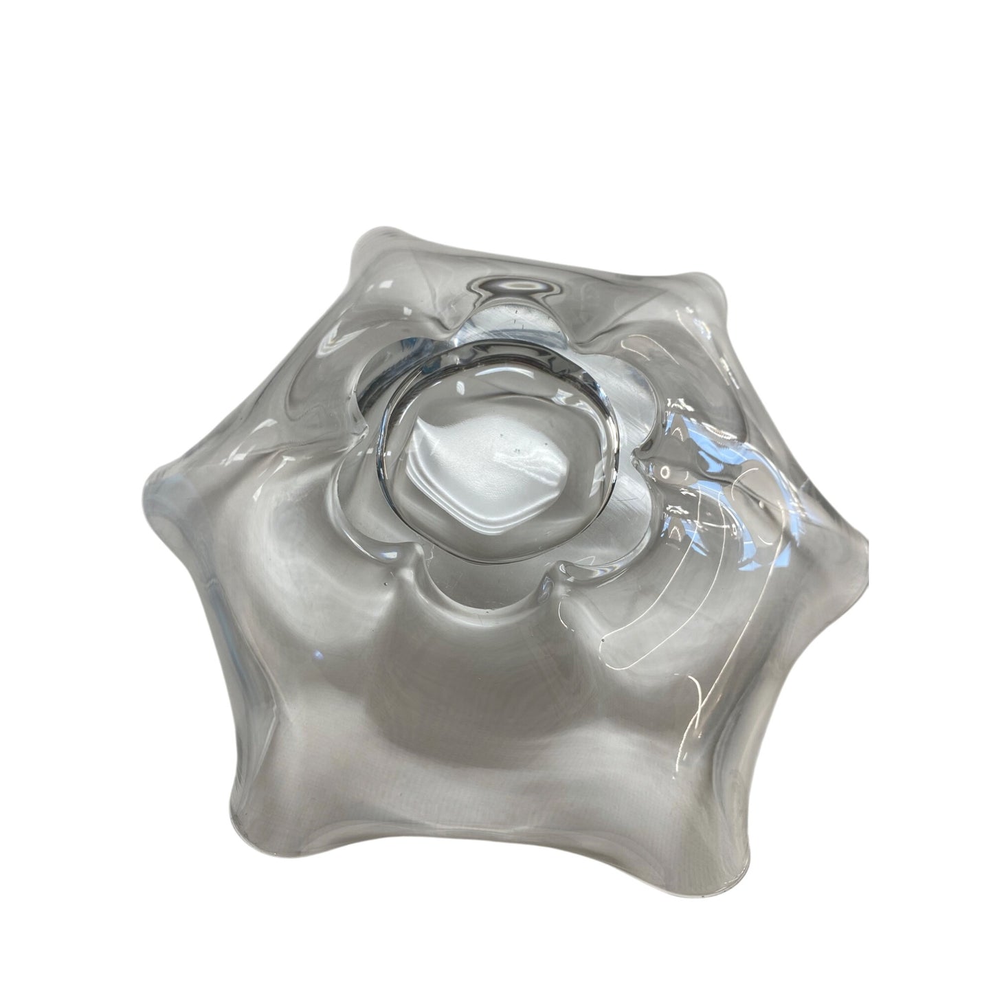 Vintage Heavy Clear Pinched Bowl